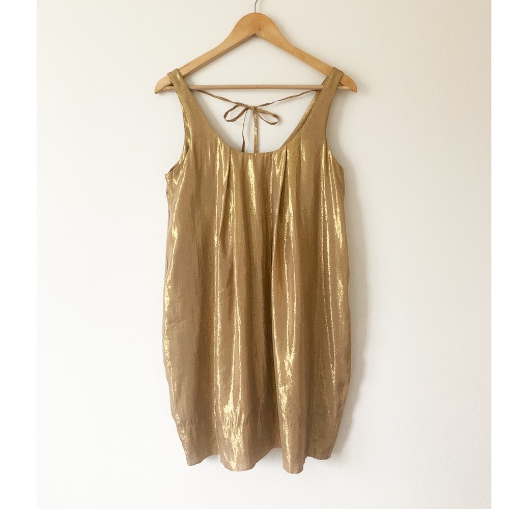 Madison Marcus Gold Metallic Silk Blend Dress